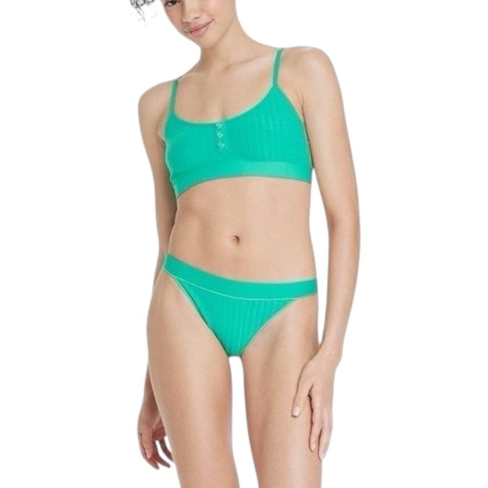 NEW Colsie Plush Ribbed Bra Set in‎ Jade Medium